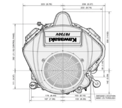 Kawasaki 24hp (726cc) FR730V-S00-S V-Twin Vertical Shaft (1") Ride-on Petrol Engine ENG8056 -Power Mowers Kawasaki FR730V 24hp 179kw 1 18 quot Vertical Shaft 41606 21899 1