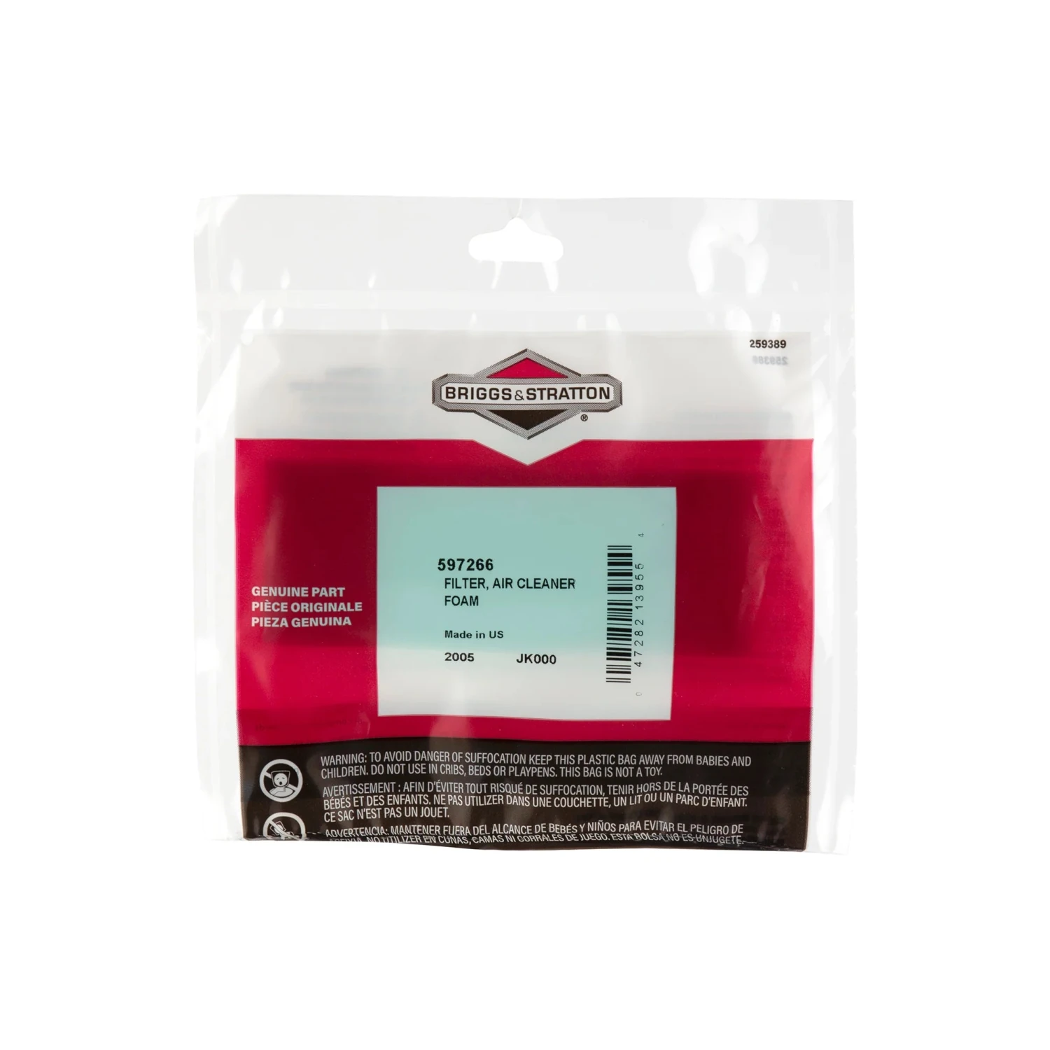 Briggs & Stratton 850 Series Filter-A/C Foam 597266 2 Briggs & Stratton 850 Series Filter-A/C Foam 597266 - Image 2